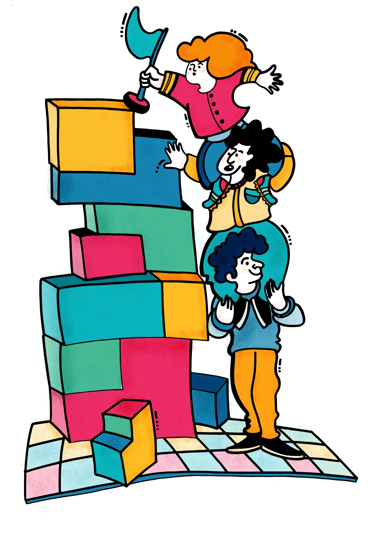 Ilustración de construcción colaborativa